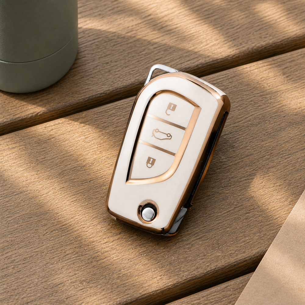Toyota Type D key cover in a lifestyle setting