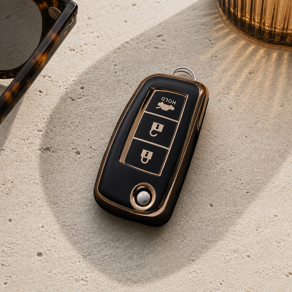 Nissan Type E key cover in a lifestyle setting