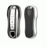 Porsche key fob cover (2018+) Leather Design - 911, Cayenne, Macan, Panamera. silver