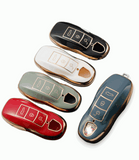 Porsche key fob cover (2010-2018) Gold trim design- 911, Cayenne, Macan, Panamera.