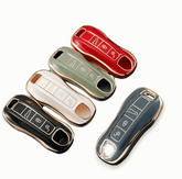 Porsche key fob cover (2018+) Gold Trim - 911, Cayenne, Macan, Panamera.