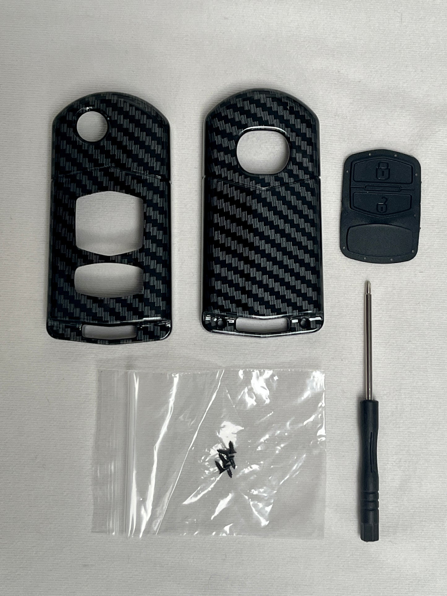 Mazda Flip key cover - 2 button Carbon Fibre | Mazda 2, 3, 6, CX-3, CX-5, RX8, MX-5