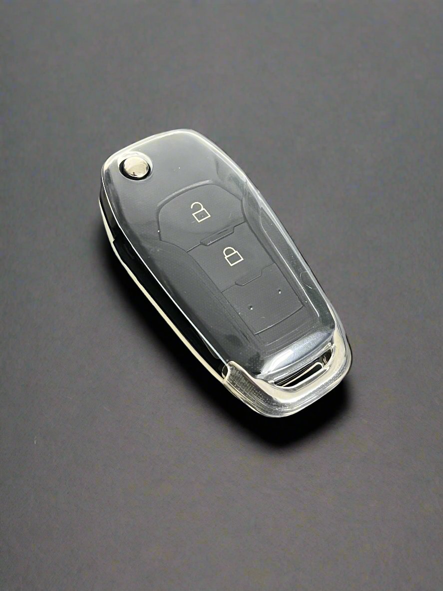 Ford Key Cover - Transparent | 2 or 3 button Flip key for Ranger, Focus, Everest, Fiesta, Mondeo | Ford Accessories