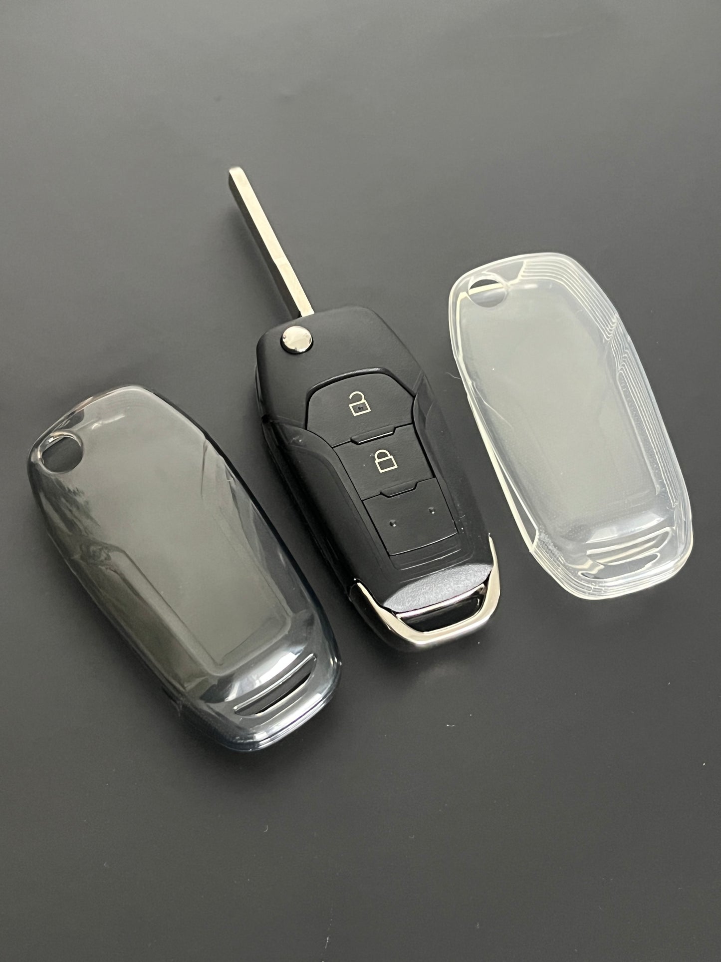 Ford Key Cover - Transparent | 2 or 3 button Flip key for Ranger, Focus, Everest, Fiesta, Mondeo | Ford Accessories