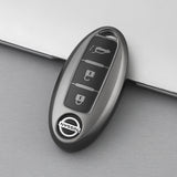 Nissan Car Key Cover - 2 or 3 Button | Metallic Finish | Navara, 350z, Qashqai, X-Trail key fob cover | Nissan Accessories