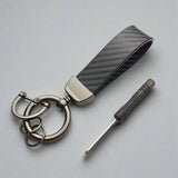 Universal Carbon Fibre pattern Lanyard with Gunmetal attachments