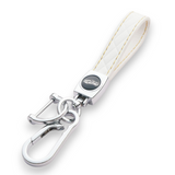 Quilted Leather Keychain – Premium Metal Clip Key Holder
