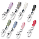 Quilted Leather Keychain – Premium Metal Clip Key Holder