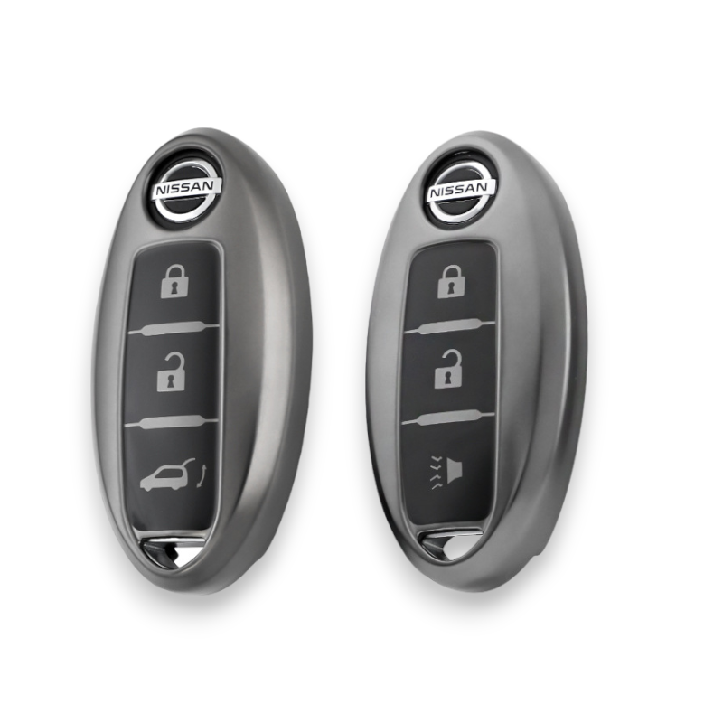 Nissan Car Key Cover - 2 or 3 Button | Metallic Finish | Navara, 350z, Qashqai, X-Trail key fob cover | Nissan Accessories