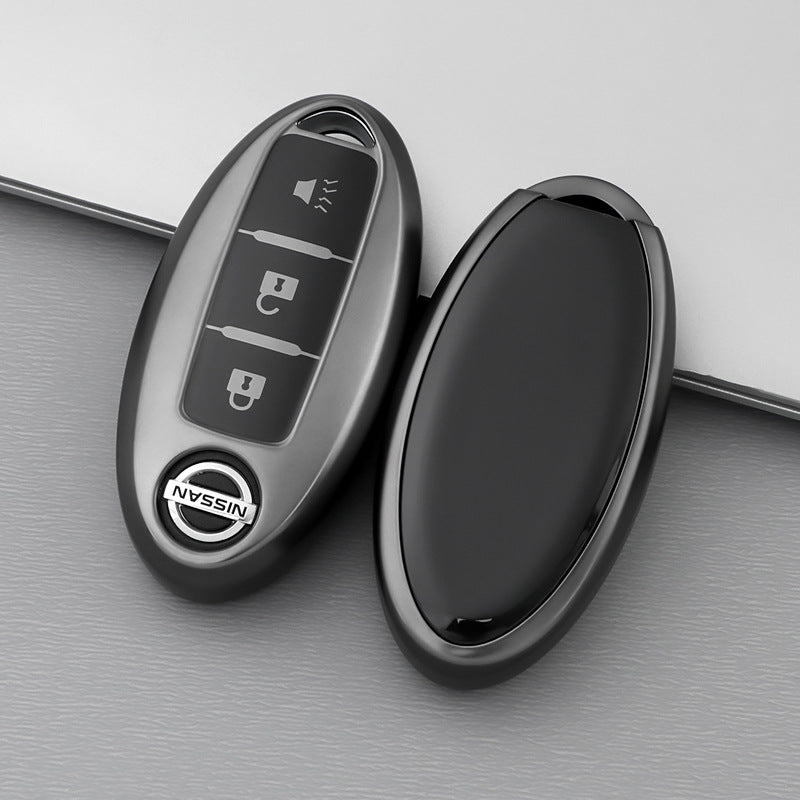 Nissan Car Key Cover - 2 or 3 Button | Metallic Finish | Navara, 350z, Qashqai, X-Trail key fob cover | Nissan Accessories