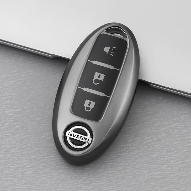 Nissan Car Key Cover - 2 or 3 Button | Metallic Finish | Navara, 350z, Qashqai, X-Trail key fob cover | Nissan Accessories