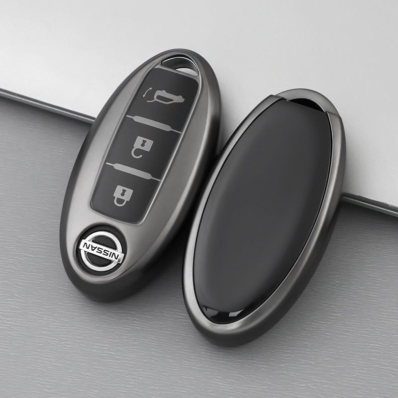 Nissan Car Key Cover - 2 or 3 Button | Metallic Finish | Navara, 350z, Qashqai, X-Trail key fob cover | Nissan Accessories