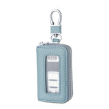 Universal PU Leather Car Key Holder with Window - Keychain Case for Vehicle Remote