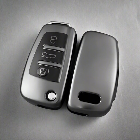 Audi flip key cover - Metallic | Car key fob cover protector for multiple Audi models