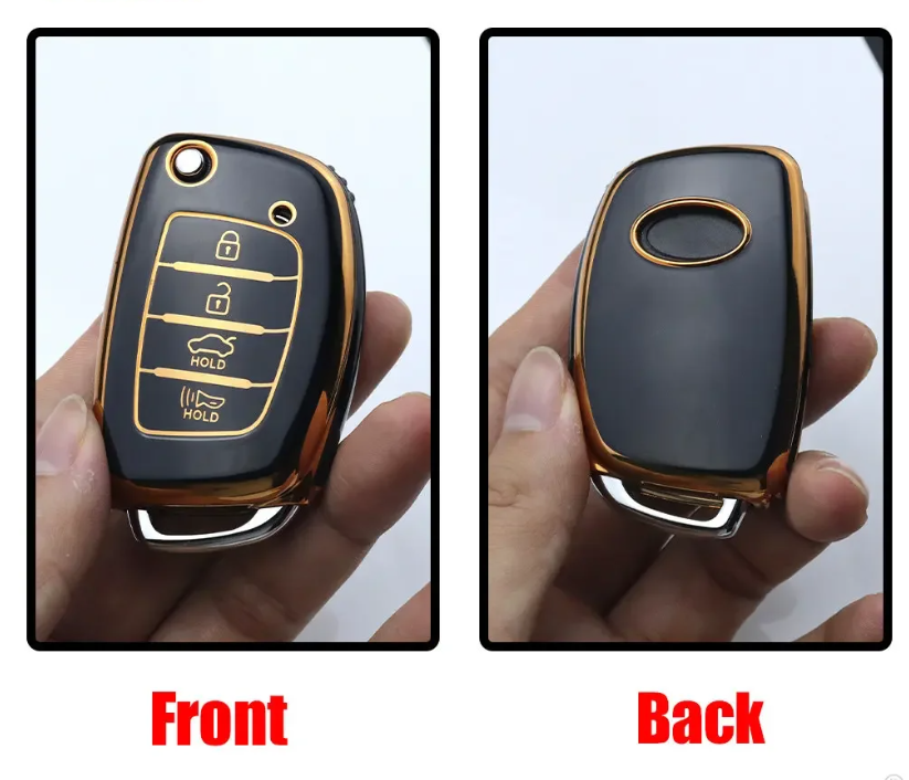 Hyundai key cover - 4 button Flip Key (side facing) | i20, accent, i40, iX35, Tucson key fob cover