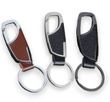 Metal Car Key Ring with Snap Hook – Premium Leather Accent Keychain Holder