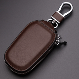 Premium PU Leather Car Key Holder - Keychain Case for Vehicle Remote with Zipper Closure