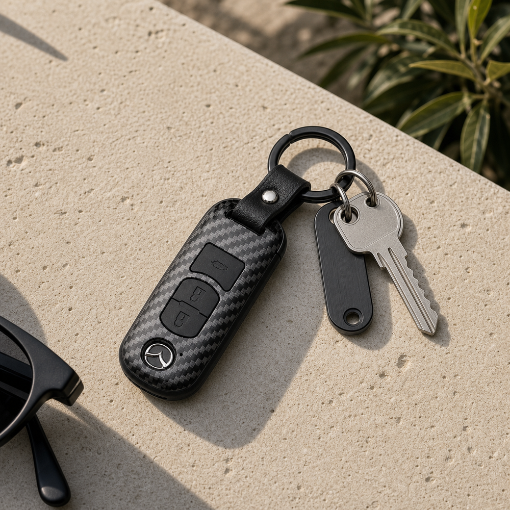 Mazda Type C key cover in a lifestyle setting