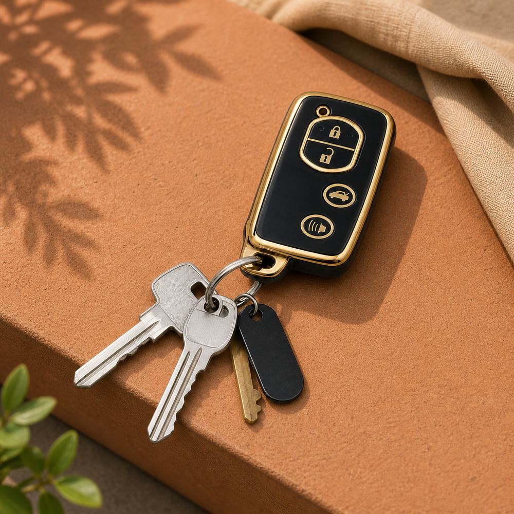 Toyota Type E key cover in a lifestyle setting