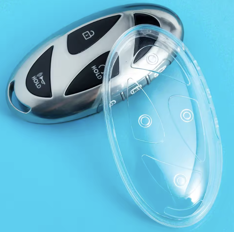 Hyundai key cover - Transparent | Fits all buttons | Kona, i30, Ioniq, Elantra, Santa Fe etc | Car key accessories | key fob cover