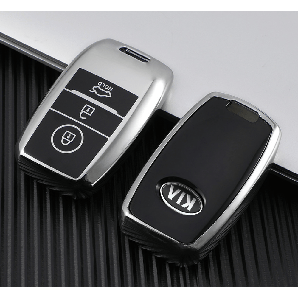 Kia Key Cover silver | Cerato, Rio, Sportage, Sorento, Optima - Carbon Fibre Design | Kia Accessories - Keysleeves
