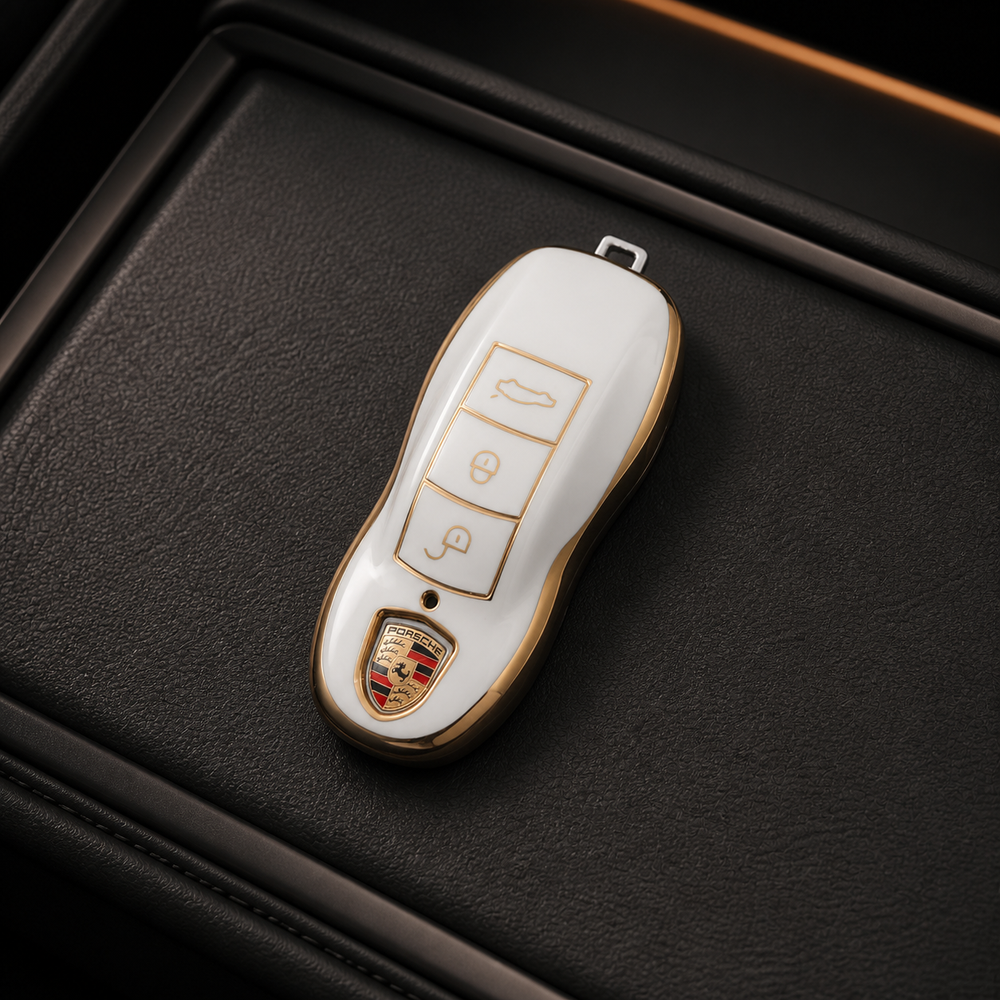 Porsche Type A key cover in a lifestyle setting