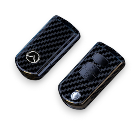 Mazda Flip key cover - 2 button Carbon Fibre | Mazda 2, 3, 6, CX-3, CX-5, RX8, MX-5