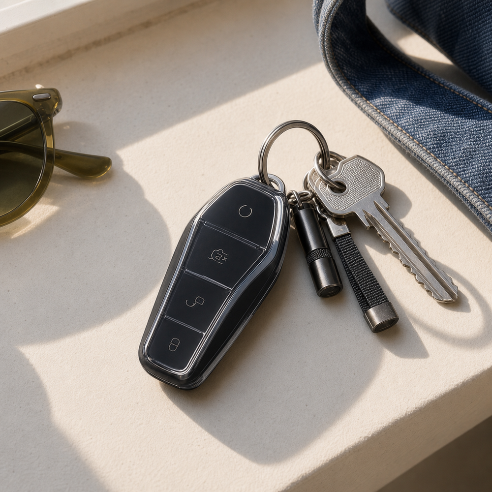 BYD Type B key cover in a lifestyle setting