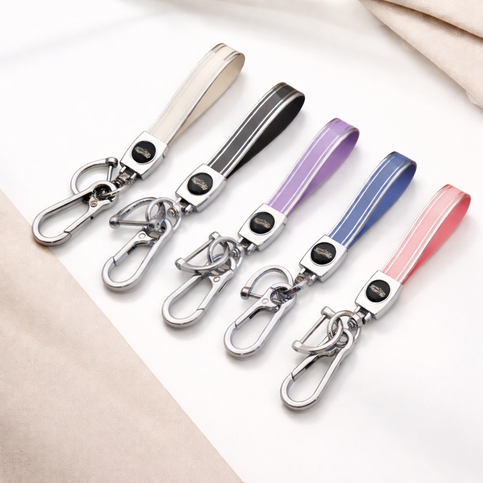 Universal Metal Car Keychain | Silver Trim | TPU Lanyard