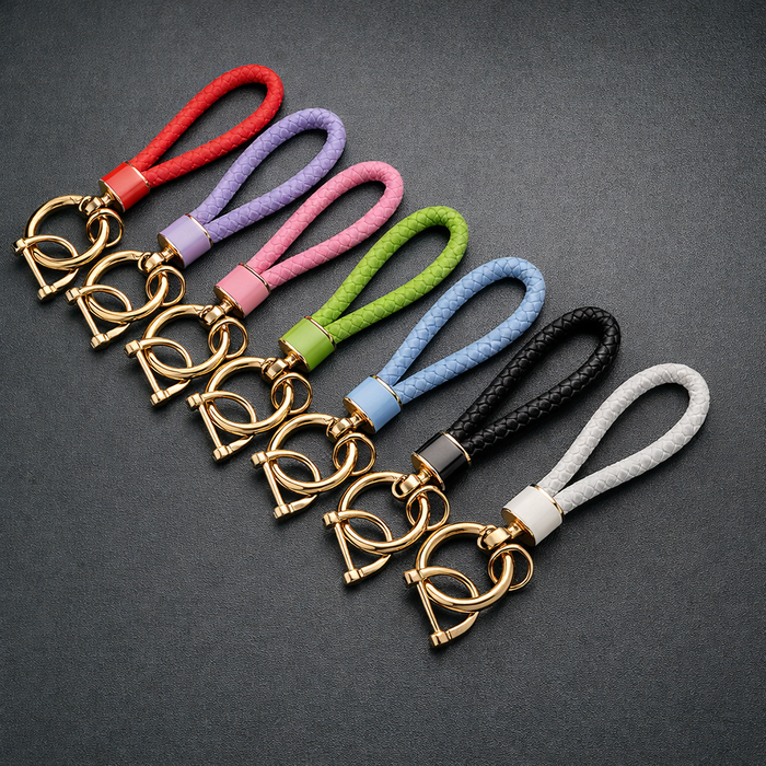 Stylish Rope Keychain with Gold Rings – Premium Metal Clip Key Holder