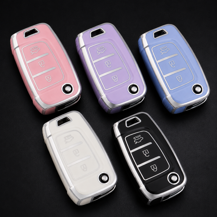 Hyundai key cover - Flip key silver trim | i30, venue, kona Car key cover | Hyundai accessories