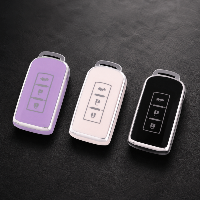 Mitsubishi key cover - 3 button Silver trim | Outlander, ASX, Lancer, Triton, Pajero key fob cover