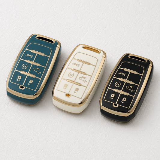 RAM Key Cover 1500, 2500, 3500, 5500 – 5 Button Smart Key Case (Gold trim)