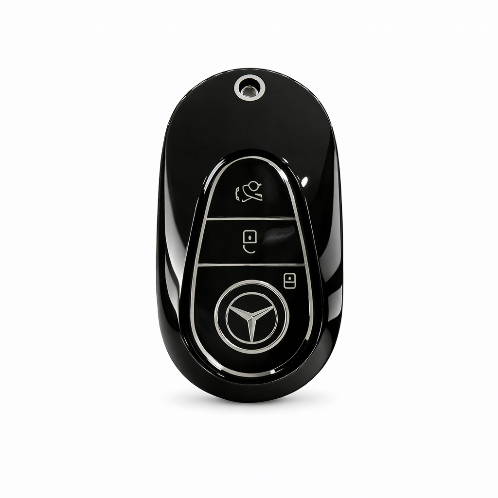 Mercedes-Benz Key Cover - 3 button | Silver Trim | Fits multiple models | key fob cover