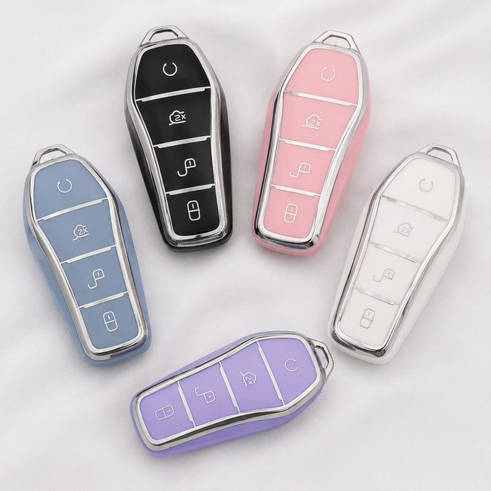 BYD Key Cover - Silver Trim | ATTO 3, Dolphin, Seal, Sealion key fob cover