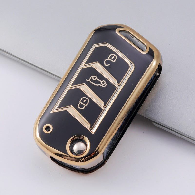 Mahindra Key Cover for Scorpio, XUV700, PIK-UP Etc – Gold Trim TPU.