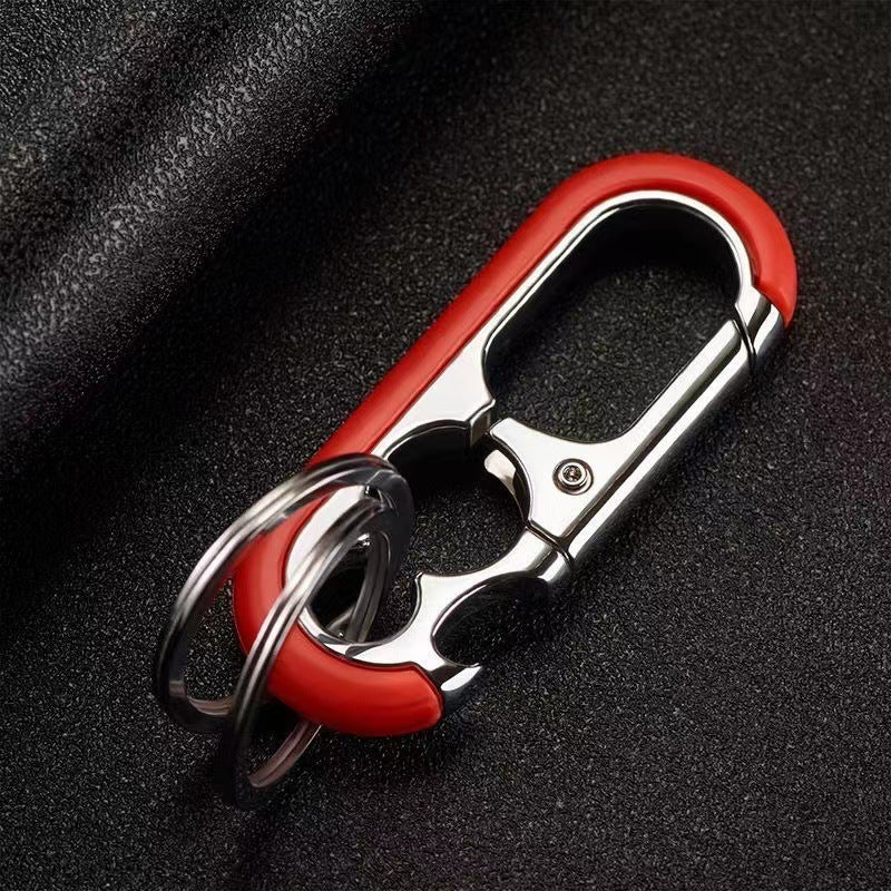 Bottle Opener Keyring with Snap Hook - Stainless Steel with Dual Key R ...
