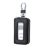 Universal PU Leather Car Key Holder with Window - Keychain Case for Vehicle Remote