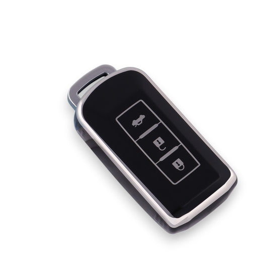 Mitsubishi key cover - 3 button Silver trim | Outlander, ASX, Lancer, Triton, Pajero key fob cover