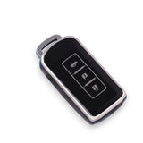 Mitsubishi key cover - 3 button Silver trim | Outlander, ASX, Lancer, Triton, Pajero key fob cover