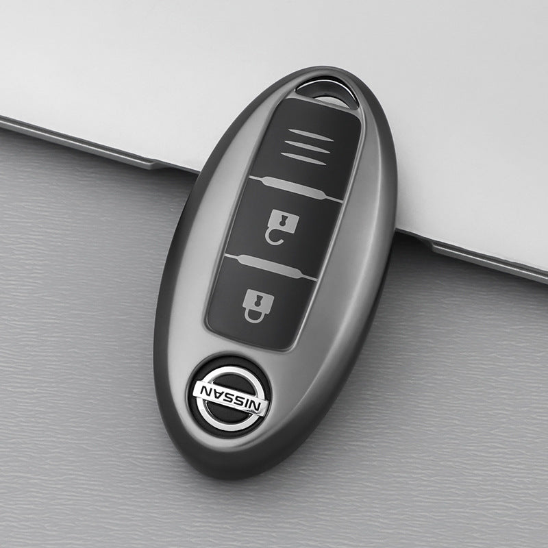 Nissan Car Key Cover - 2 or 3 Button | Metallic Finish | Navara, 350z, Qashqai, X-Trail key fob cover | Nissan Accessories