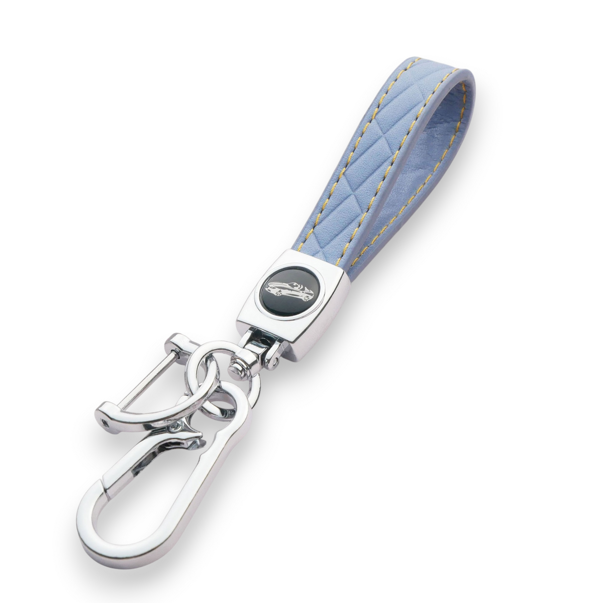 Quilted Leather Keychain – Premium Metal Clip Key Holder