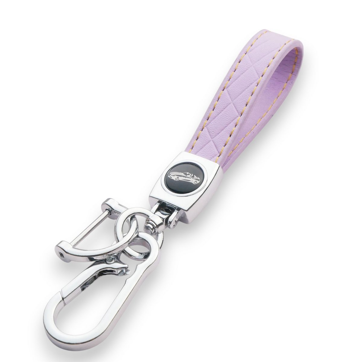 Quilted Leather Keychain – Premium Metal Clip Key Holder