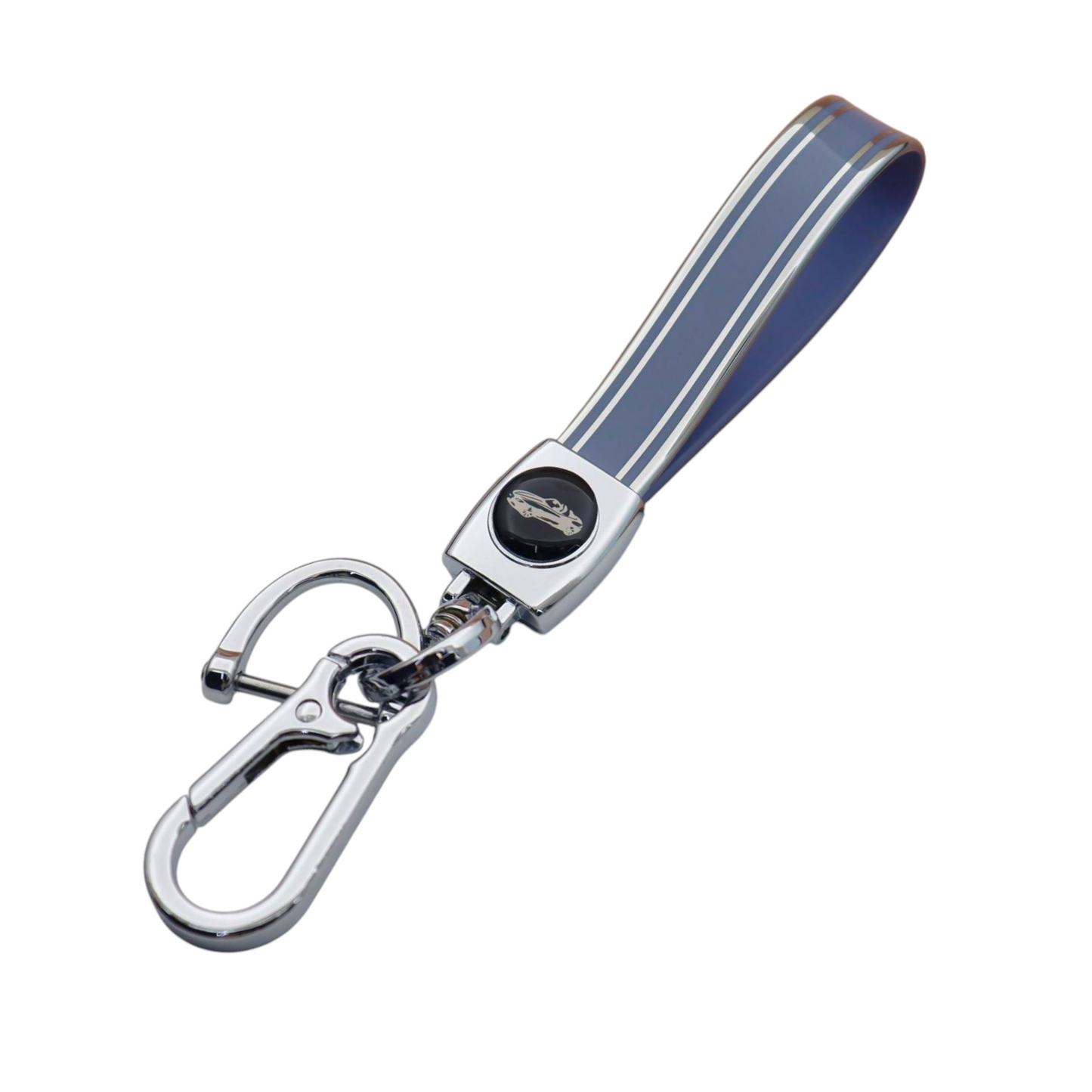 Universal Metal Car Keychain | Silver Trim | TPU Lanyard