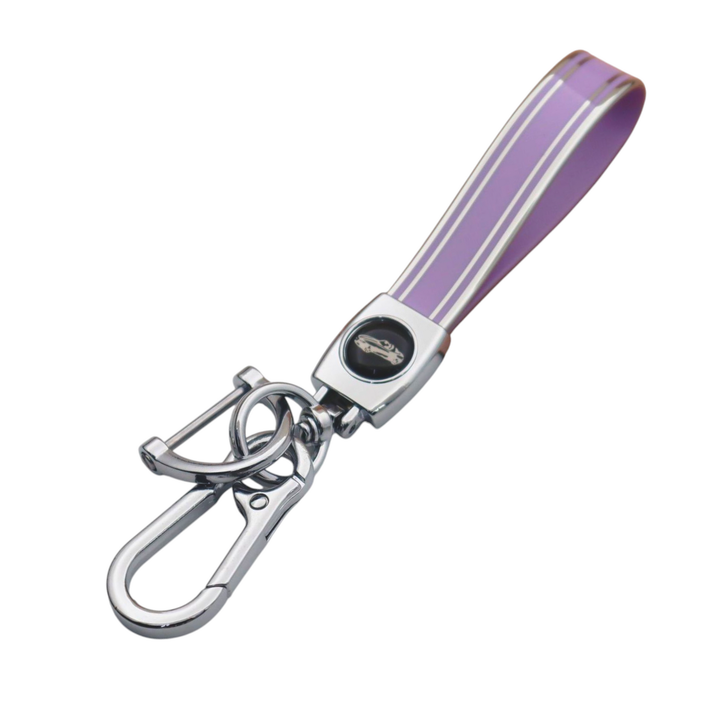 Universal Metal Car Keychain | Silver Trim | TPU Lanyard