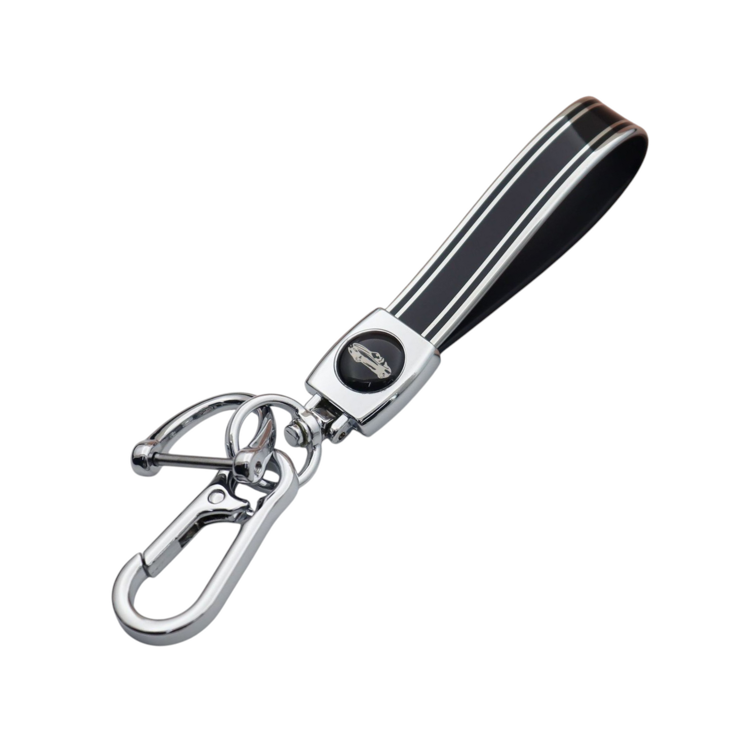 Universal Metal Car Keychain | Silver Trim | TPU Lanyard