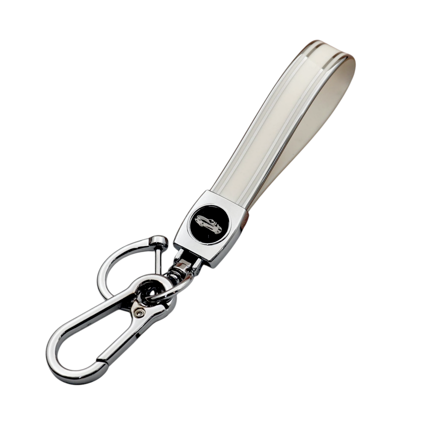Universal Metal Car Keychain | Silver Trim | TPU Lanyard