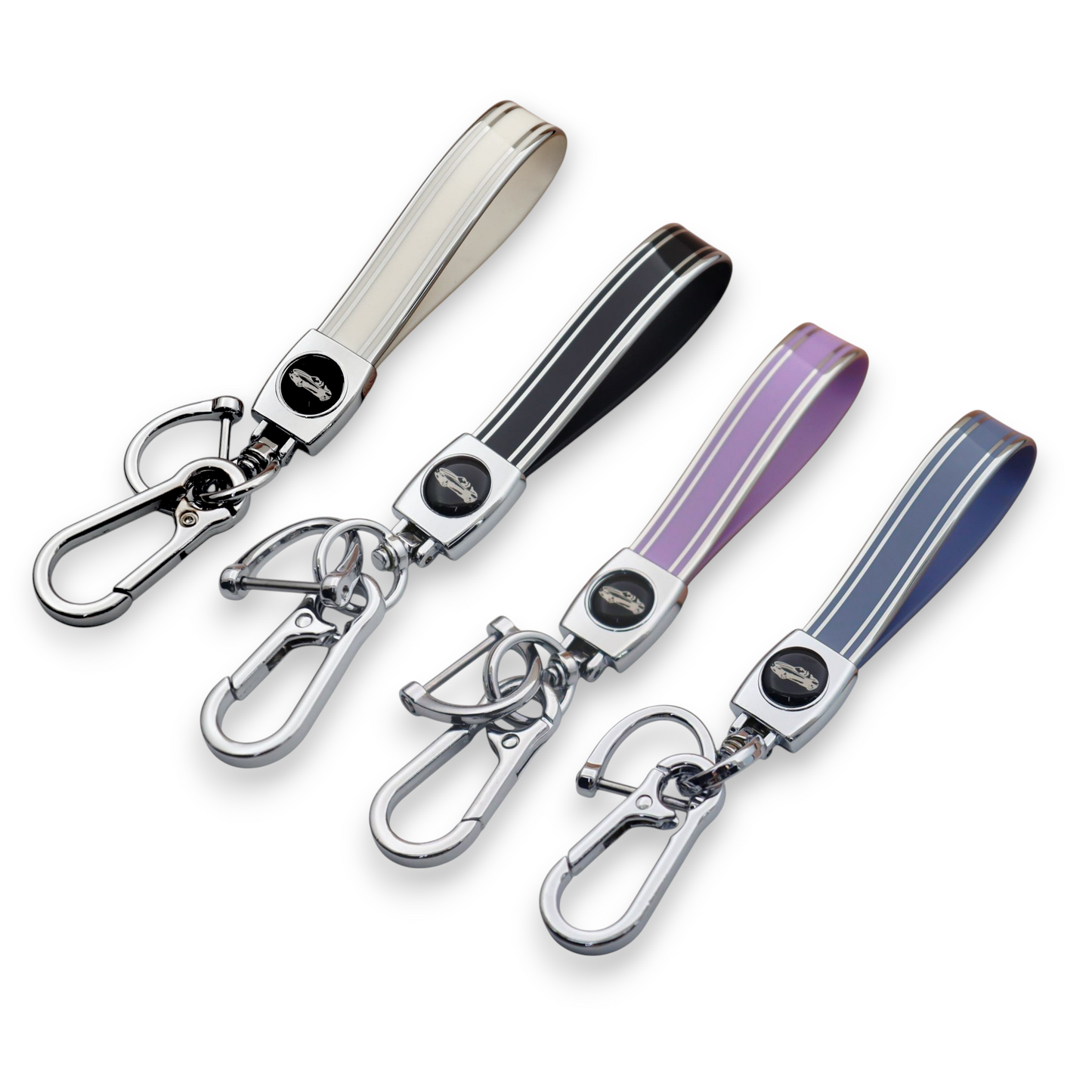 Universal Metal Car Keychain | Silver Trim | TPU Lanyard