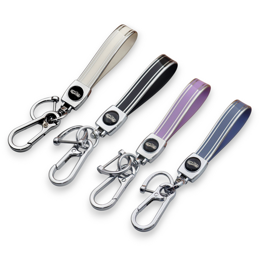 Universal Metal Car Keychain | Silver Trim | TPU Lanyard