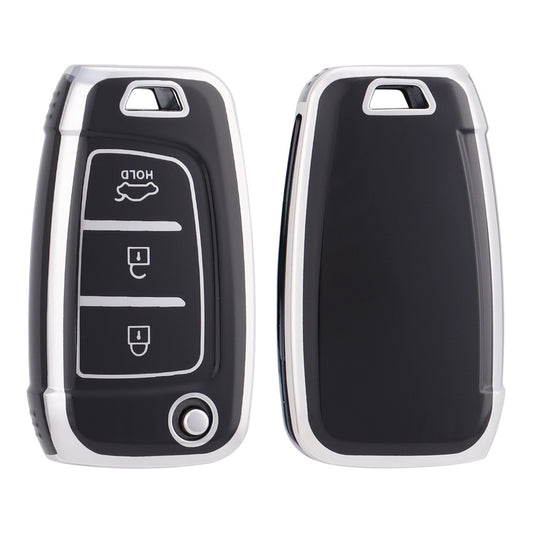 Hyundai key cover - Flip key silver trim | i30, venue, kona Car key cover | Hyundai accessories